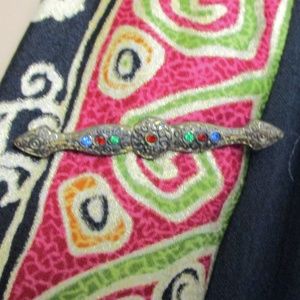 ANTIQUE Renaissance Style Rhinestone Bar Brooch
